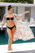 Alexandra "Oiseaux du Désert" Kimono Long en Voile de Coton/Soie